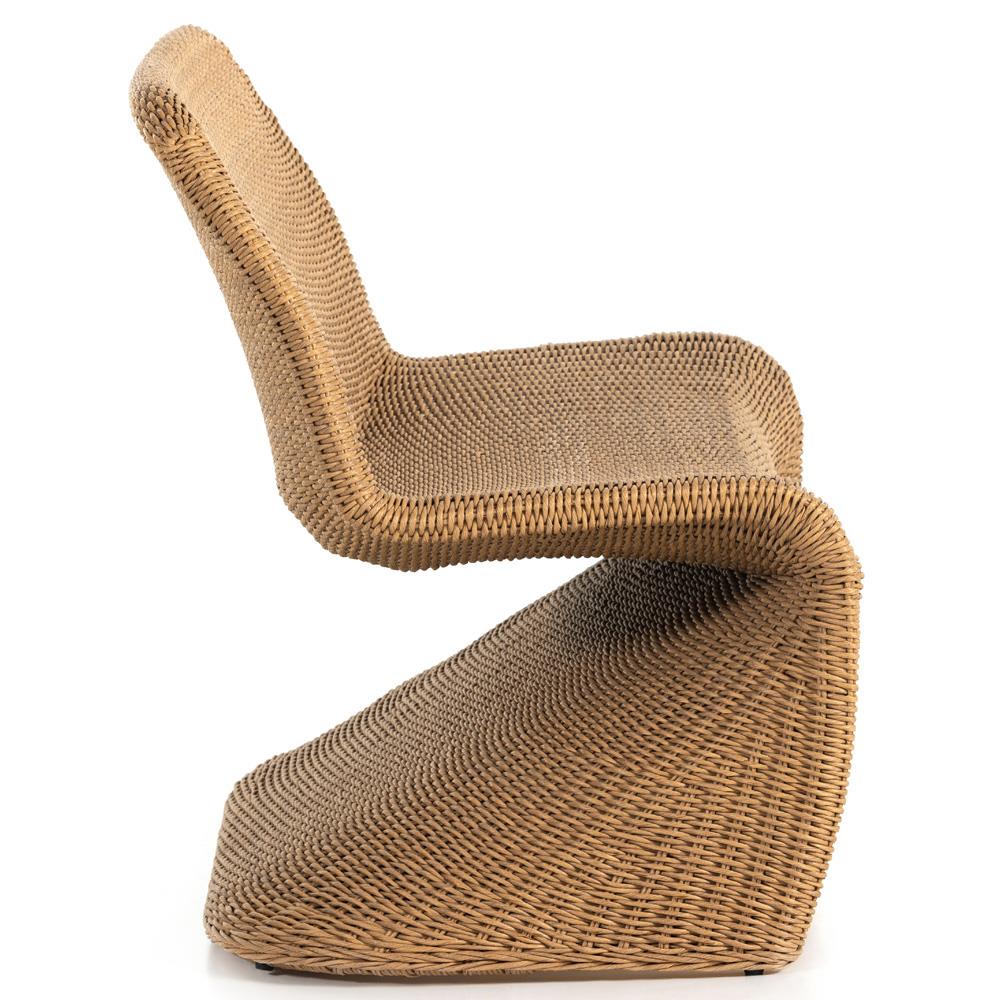 Ivanna Coastal Beach Natural Brown Woven Wicker Outdoor Dining Bench|