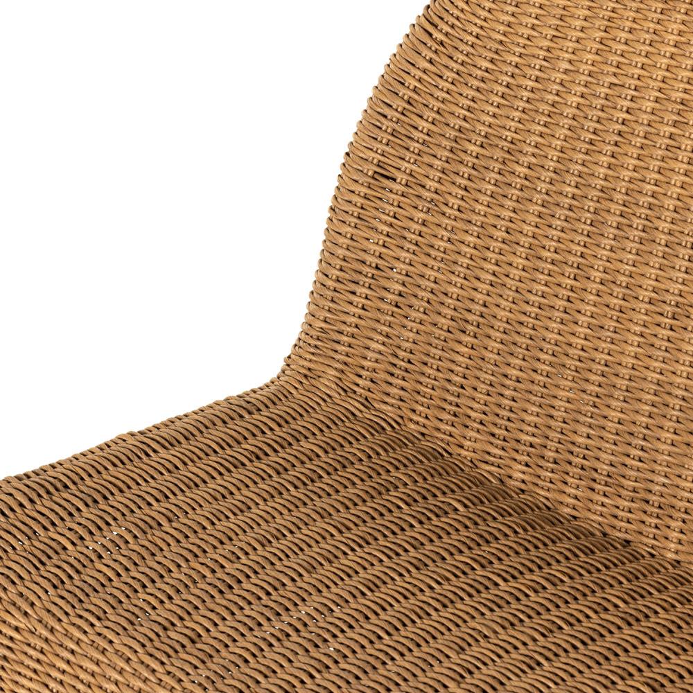 Ivanna Coastal Beach Natural Brown Woven Wicker Outdoor Dining Bench|