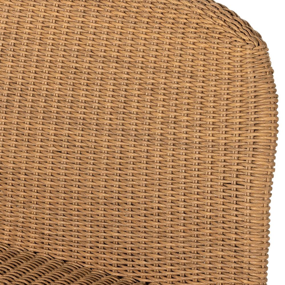Ivanna Coastal Beach Natural Brown Woven Wicker Outdoor Dining Bench|
