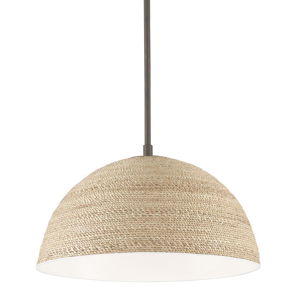 Jordan Coastal Beach Natural Abaca Rope Dome Shade Single Pendant|