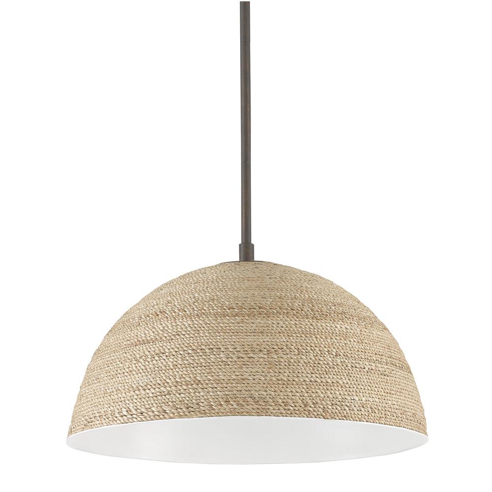 Jordan Coastal Beach Natural Abaca Rope Dome Shade Single Pendant|