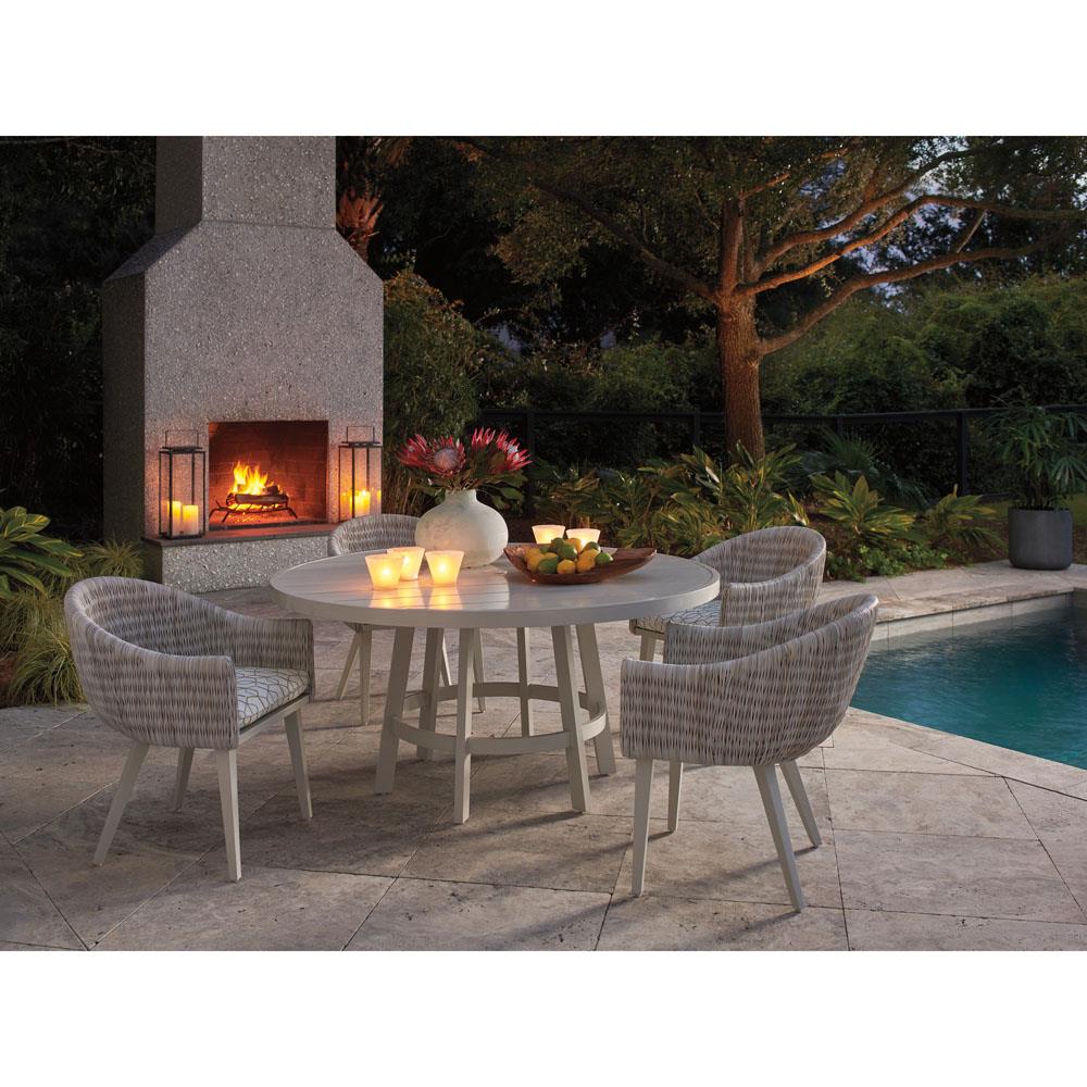 Seabrook Coastal White Aluminum Outdoor Round Dining Table - 60"W|