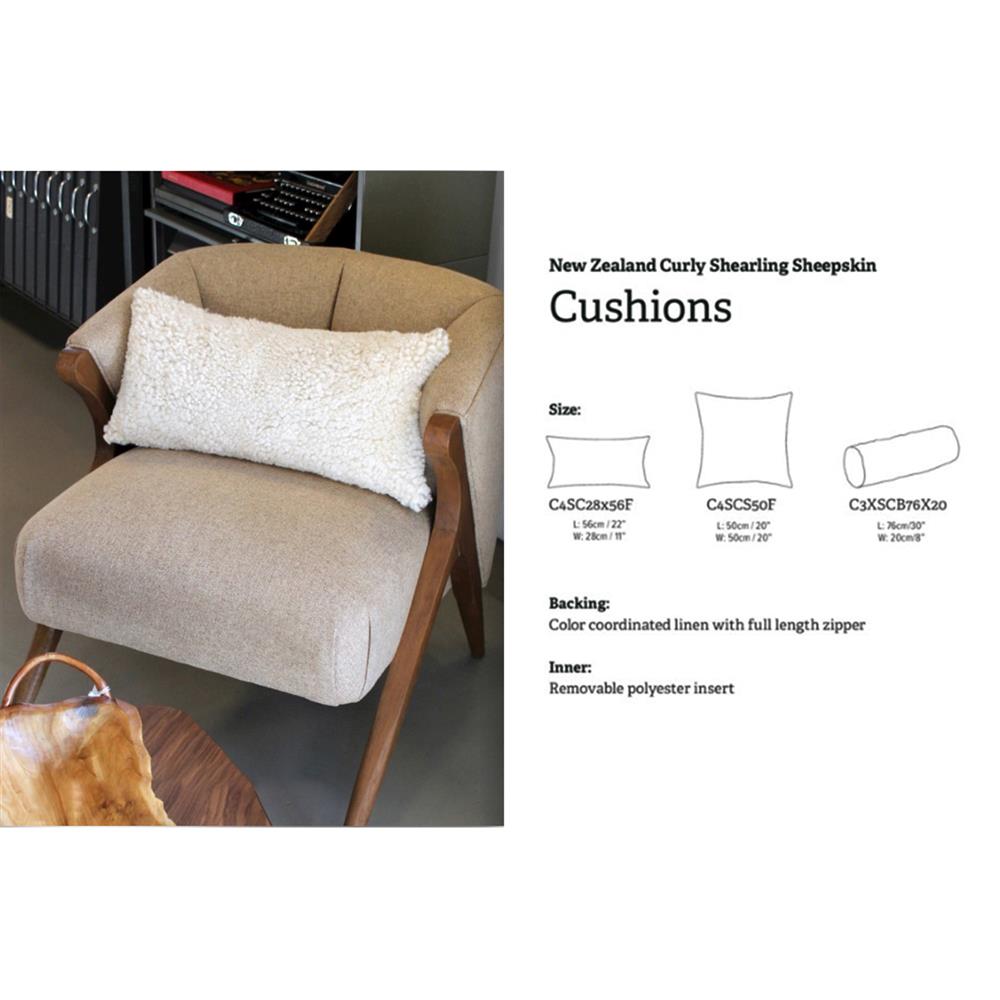 Zola Modern White Curly Short Wool Sheepskin Lumbar Pillow - 11x22