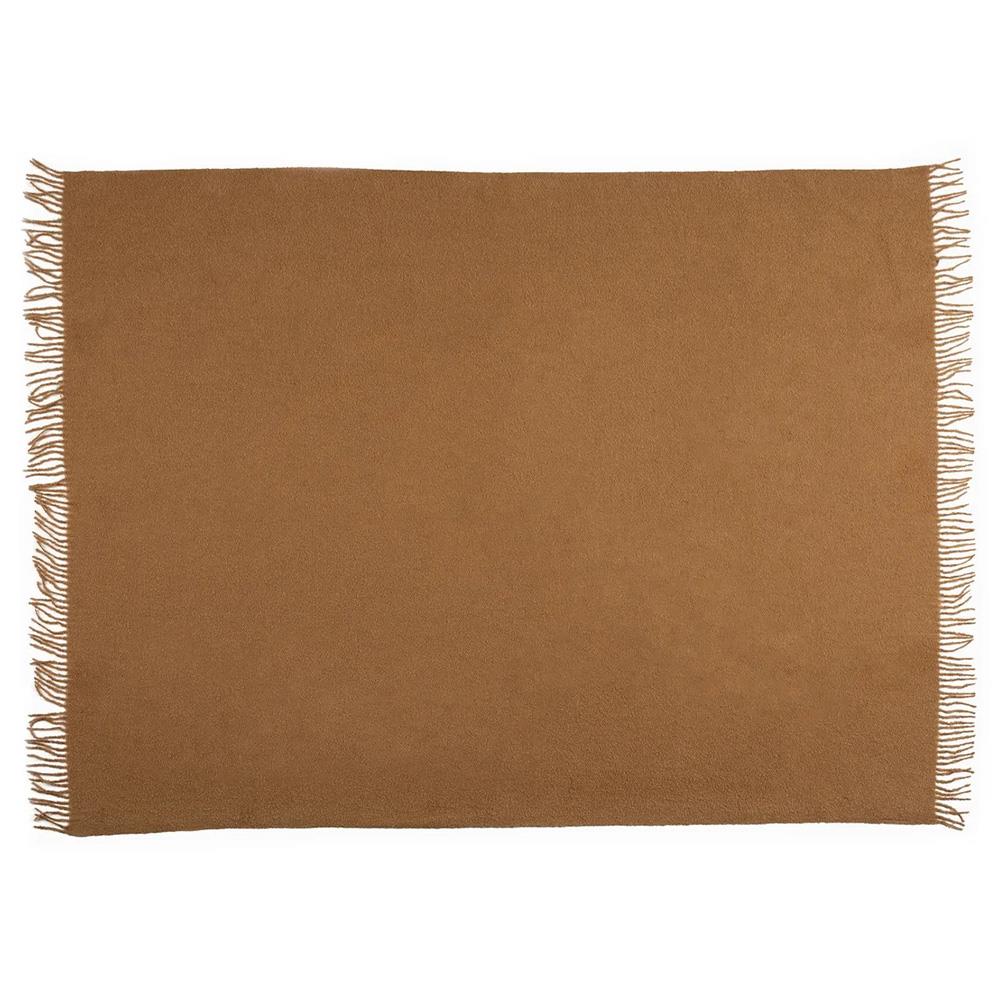 Kairos Modern Classic Tan Woven Alpaca Boucle Throw Blanket|