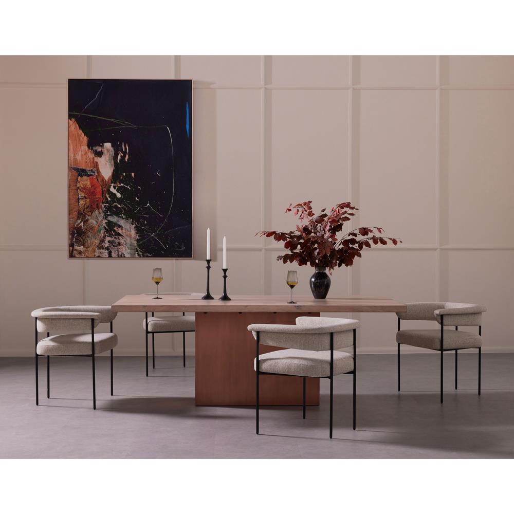 Penelope Industrial Off White Upholstered Black Iron Barrel Dining Arm Chair|