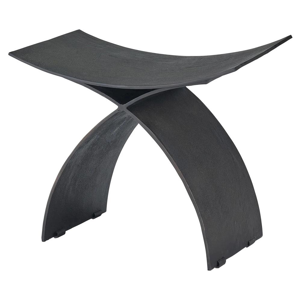 Marlin Industrial Loft Black Aluminum Rectangular Stool|