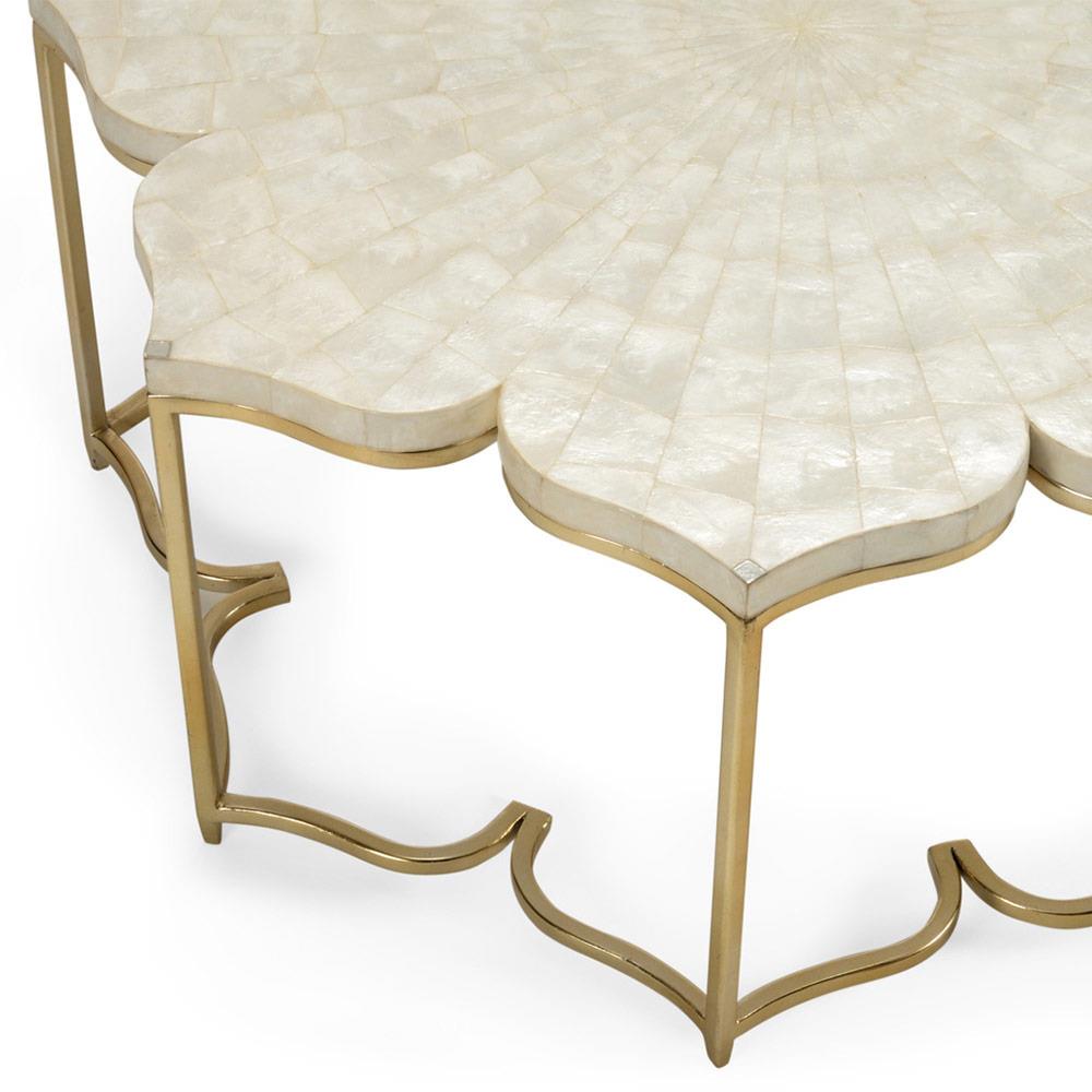 Georgina White Capiz Shell Top Metal Frame Lotus Flower