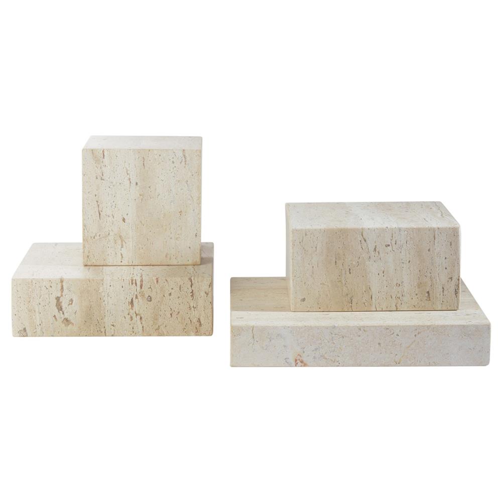 Jaxon Travertine Modern Brown Stone Riser Sculpture - Small Small (5 ...