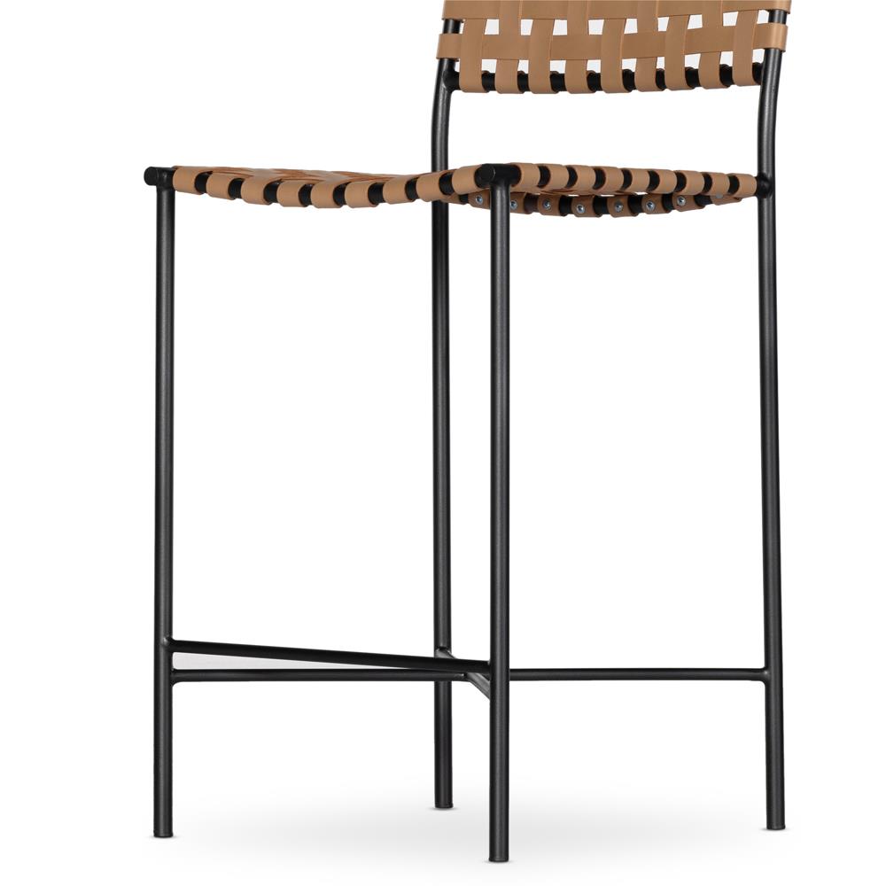 Jane Industrial Loft Brown Woven Leather Sling Black Iron Counter