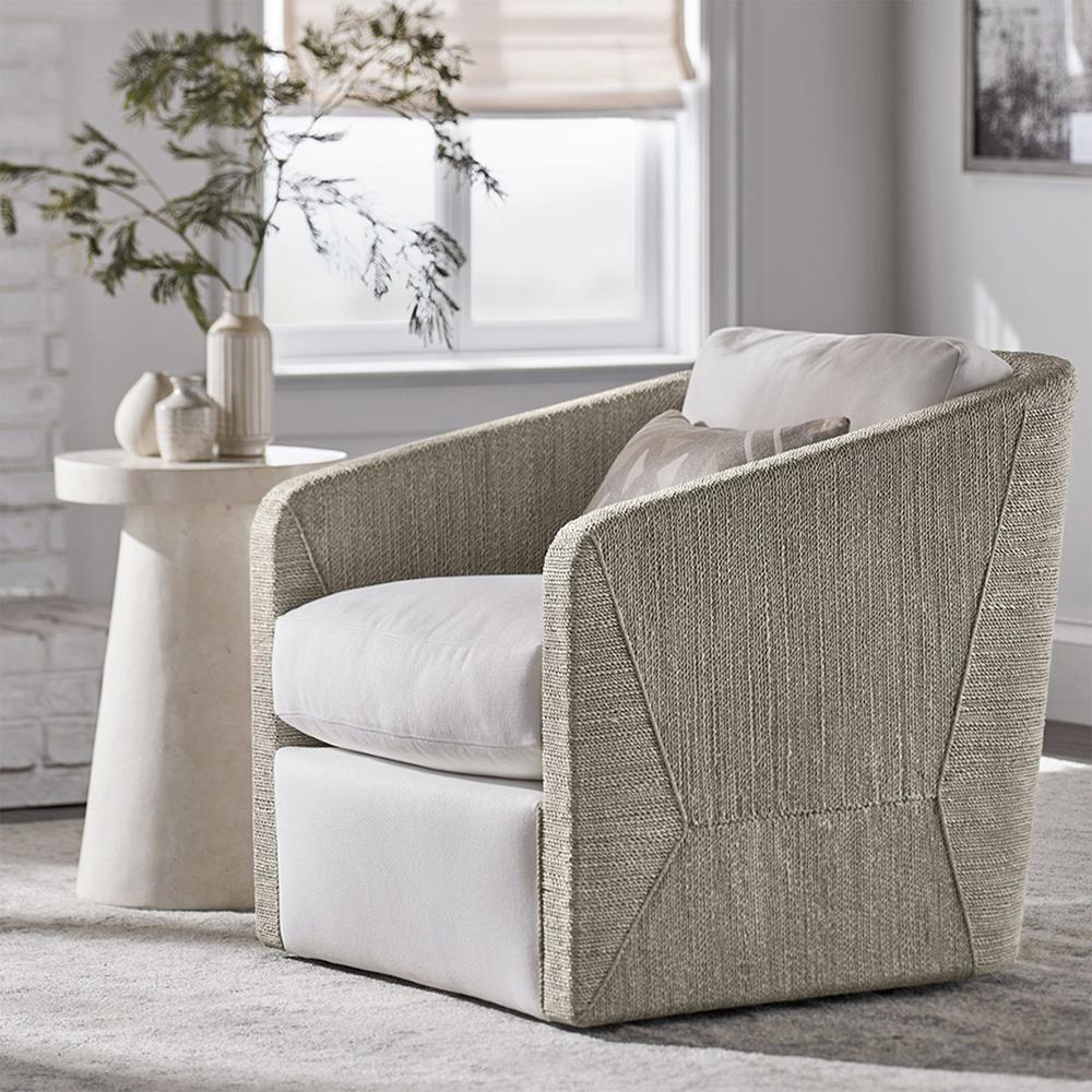 Palecek Carmine Coastal White Performance Woven Rope Swivel Living