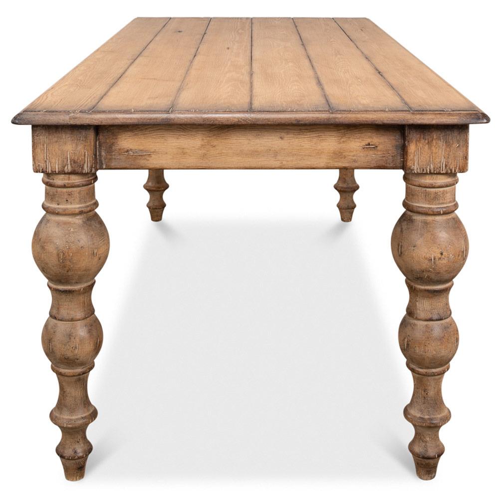Ethan French Country Natural Reclaimed Pine Wood Rectangular Dining Table - 84"W|