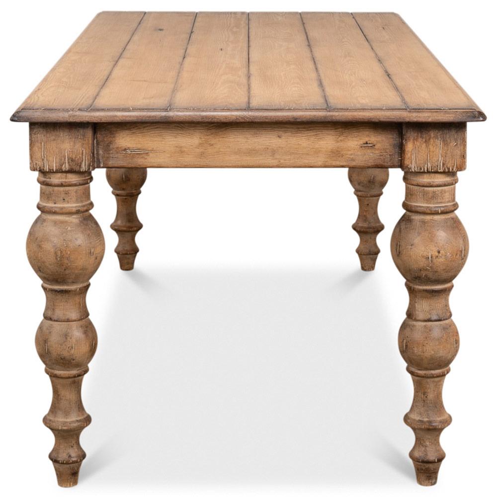 Ethan French Country Natural Reclaimed Pine Wood Rectangular Dining Table - 84"W|