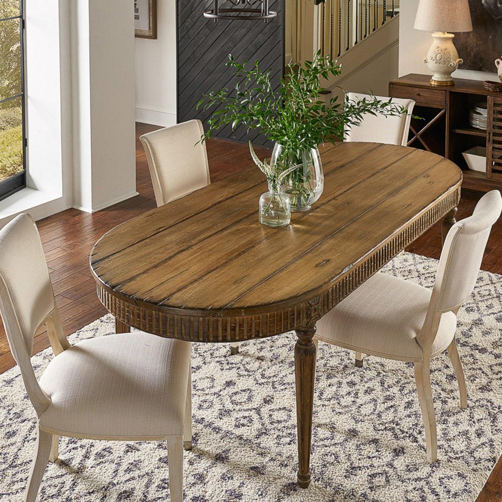 Clark French Country Brown Pine Wood Oval Dining Table - 89\, image size:1000x1000