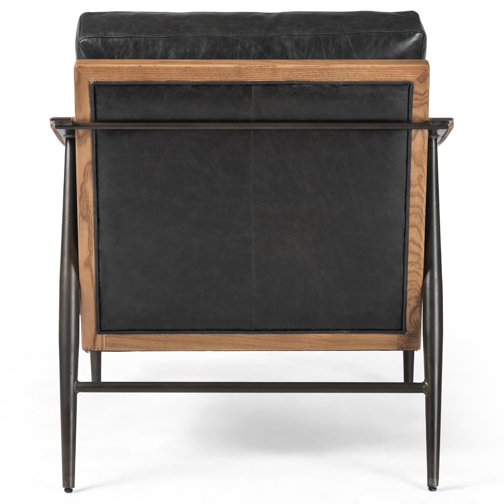 Jacoby Mid Century Modern Black Upholstered Leather Brown Wood