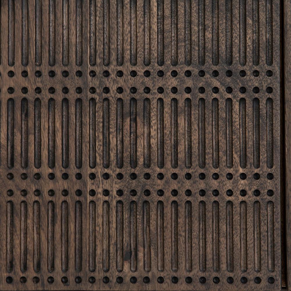 Madison Mid Century Brown Mango Wood Black Iron 4 Door Media Cabinet - 56"W|