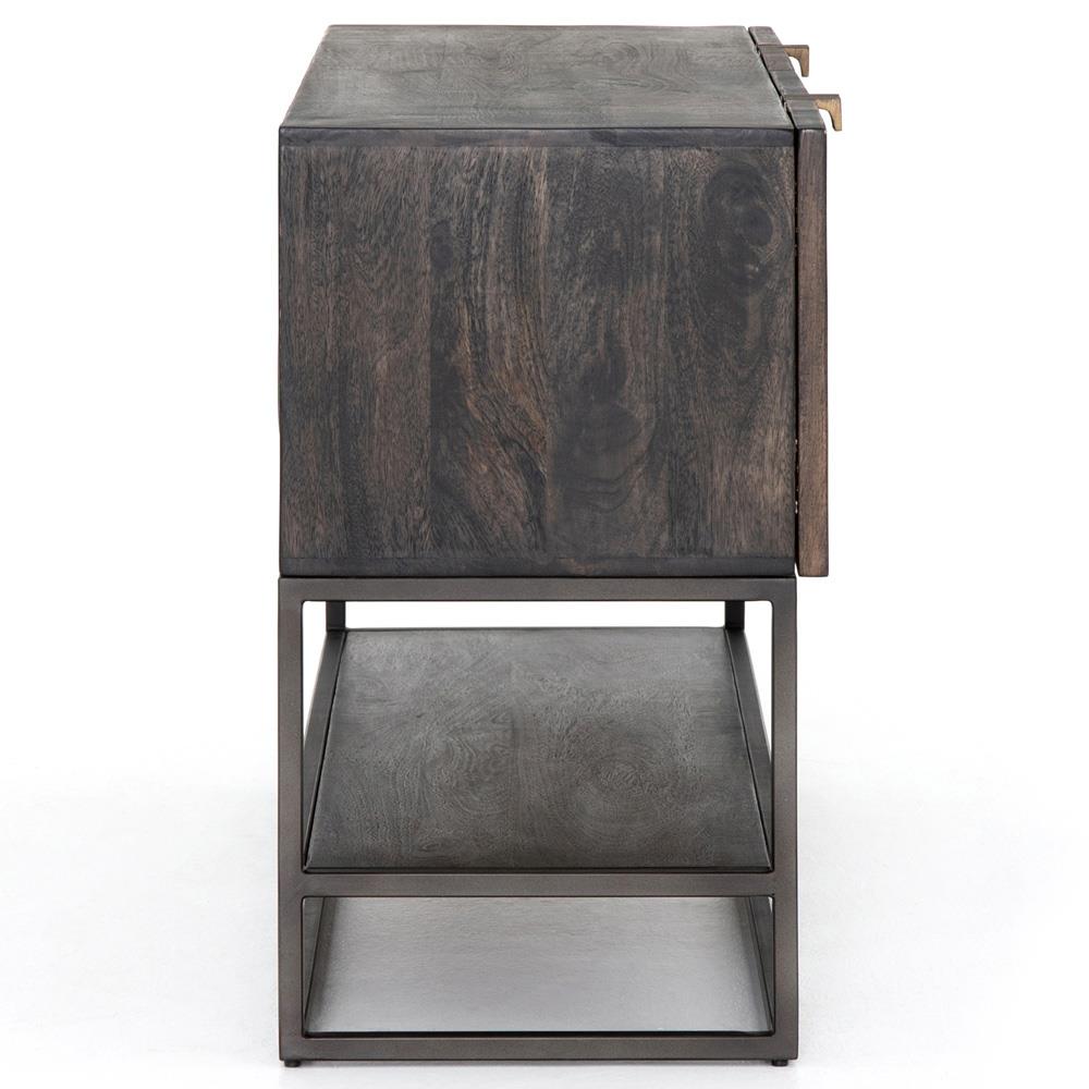 Madison Mid Century Brown Mango Wood Black Iron 4 Door Media Cabinet - 56"W|