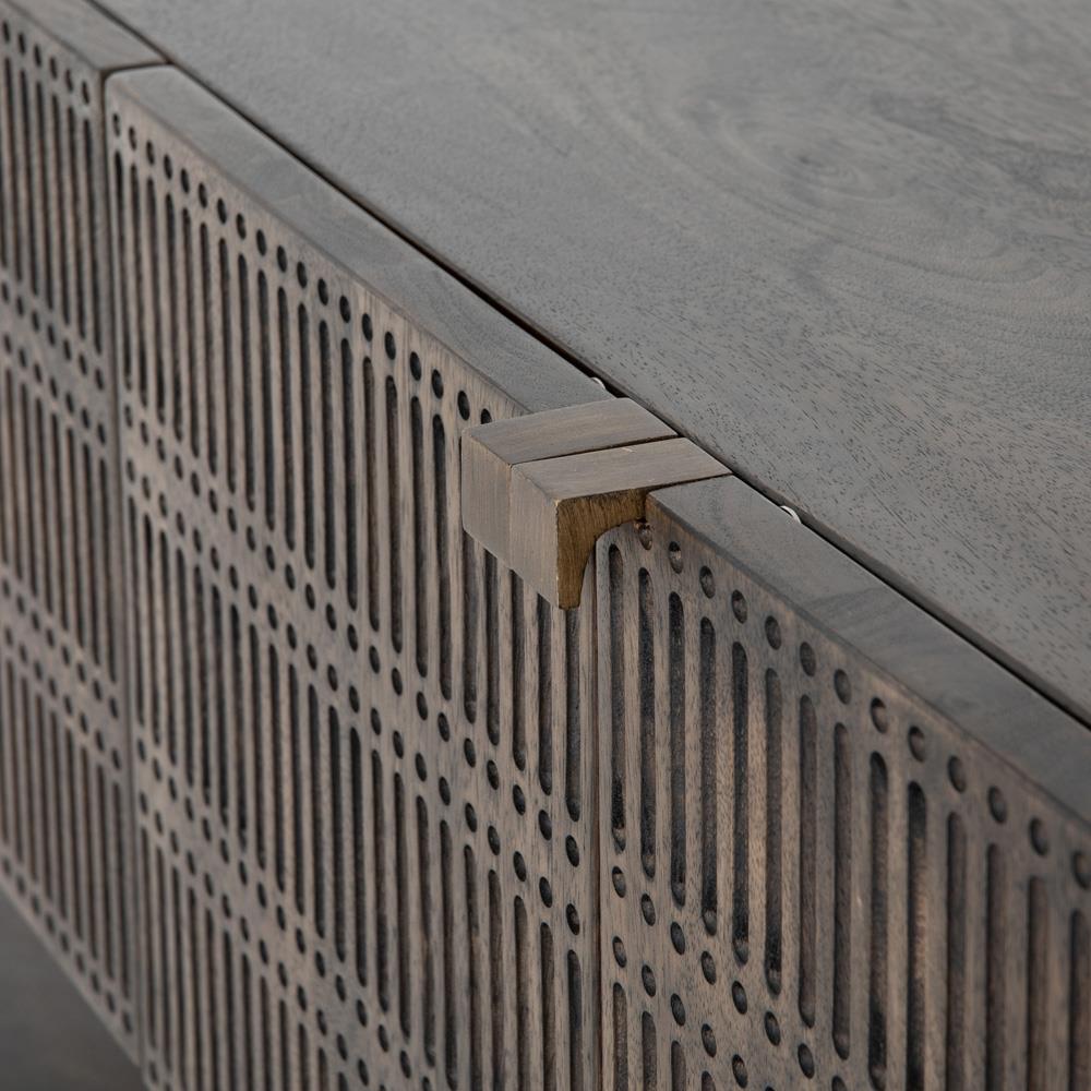 Madison Mid Century Brown Mango Wood Black Iron 4 Door Media Cabinet - 56"W|