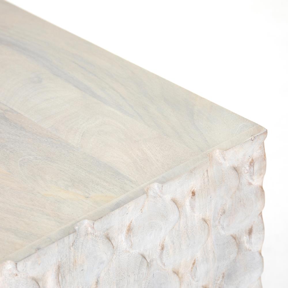 Harriet Mid Century White Wash Carved Mango Wood Gold Iron Base Media Cabinet - 82"W|