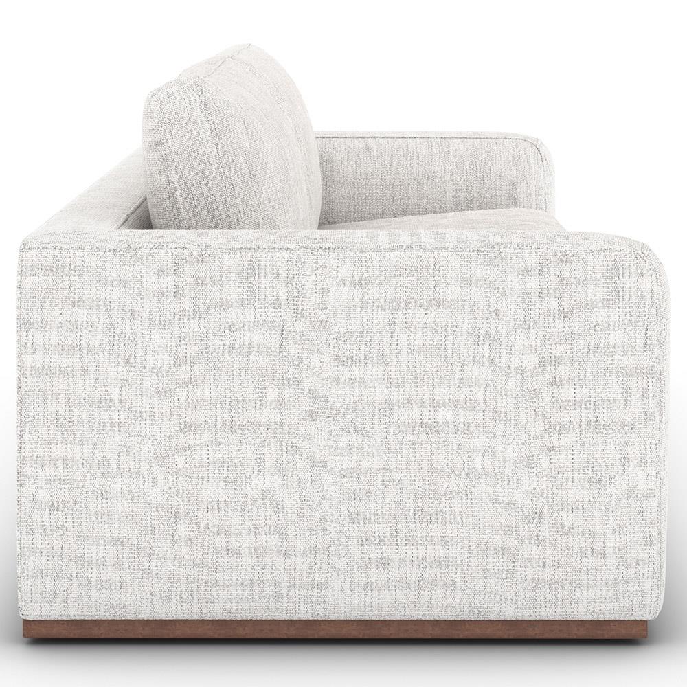 Stanley Modern Classic Off White Performance Brown Wood Sofa - 98"|