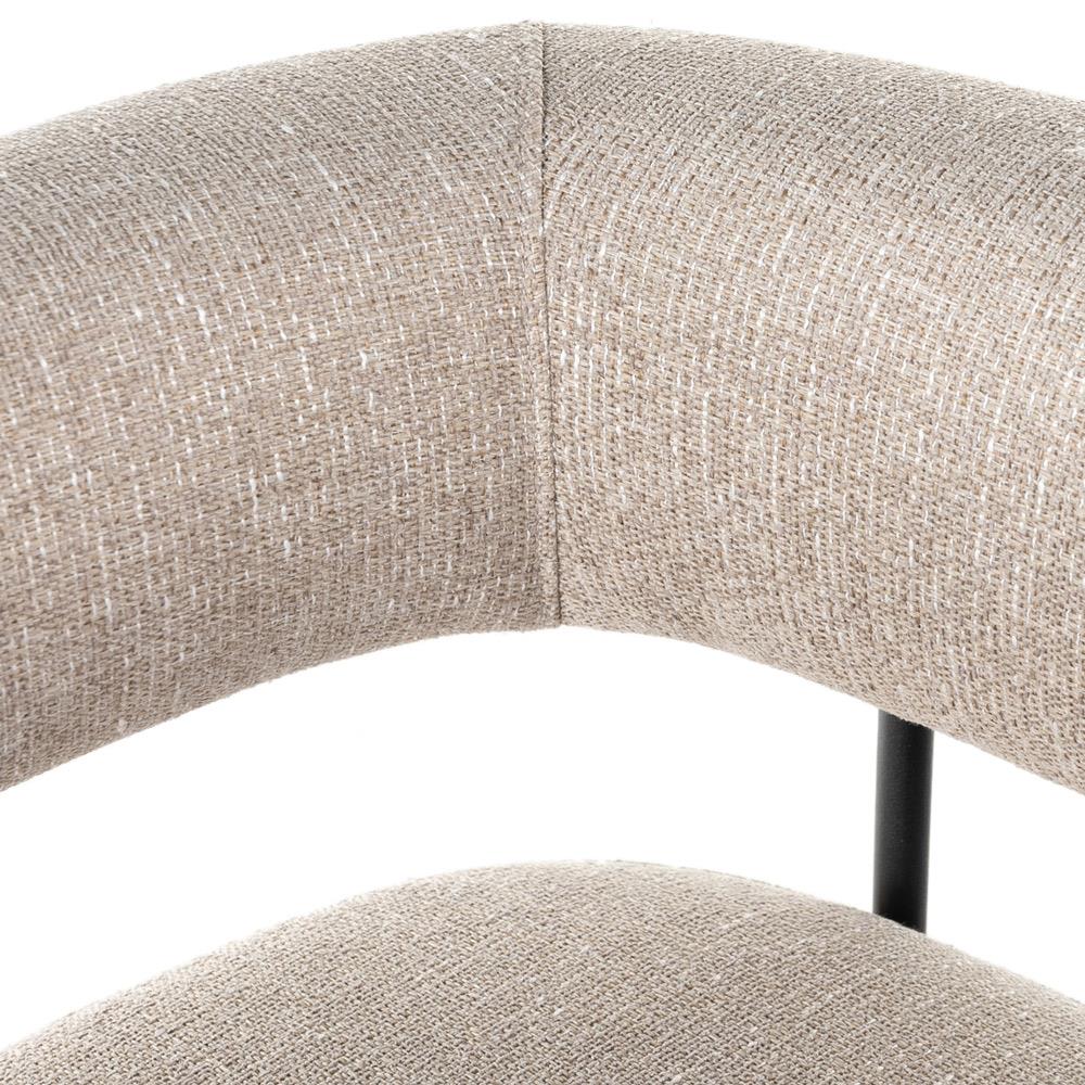 Penelope Industrial Off White Upholstered Matte Black Iron Barrel Counter Stool|