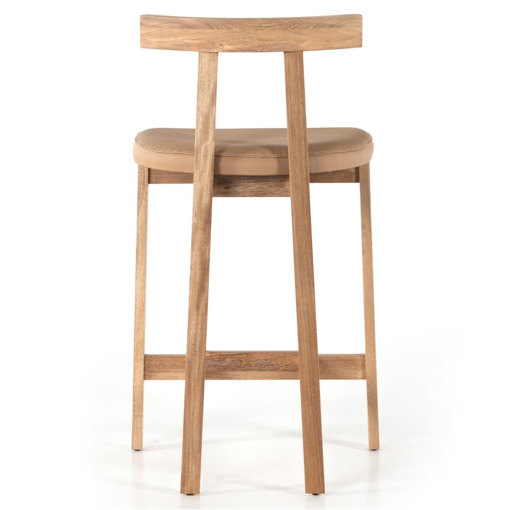 Madina Mid Century Modern Brown Upholstered Leather Natural Wood