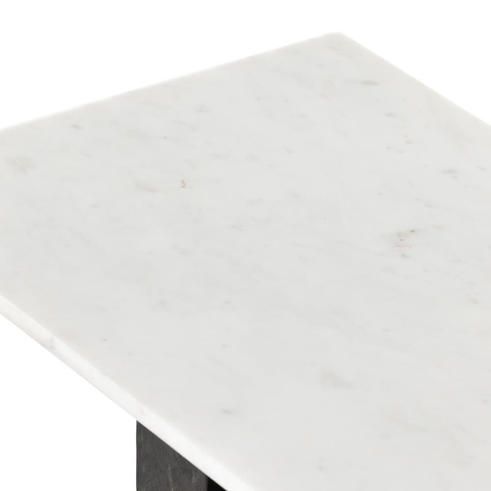 Hanne Mid Century Modern White Marble Black Aluminum Rectangular Console Table|