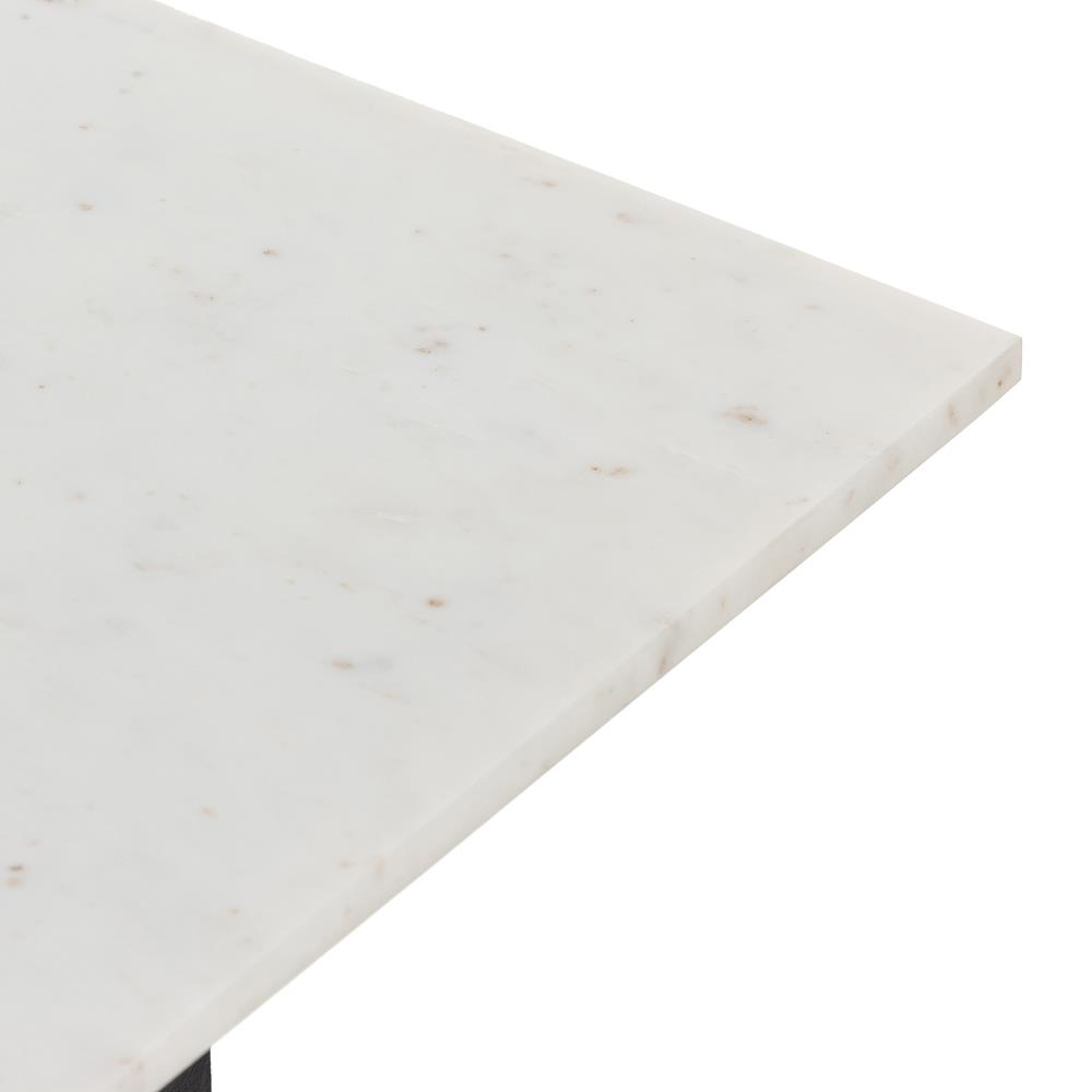 Hanne Mid Century Modern White Marble Black Aluminum Rectangular Console Table|