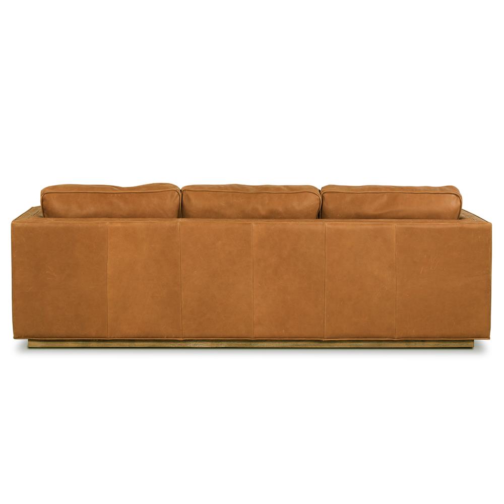 Celeste Rustic Lodge Palermo Cognac Leather Wood Base Tufted Seat Sofa - 90"W|