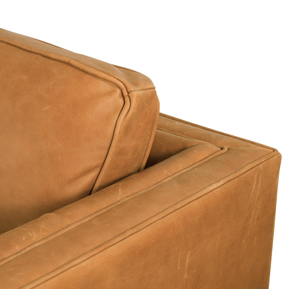 Celeste Rustic Lodge Palermo Cognac Leather Wood Base Tufted Seat Sofa - 90"W|