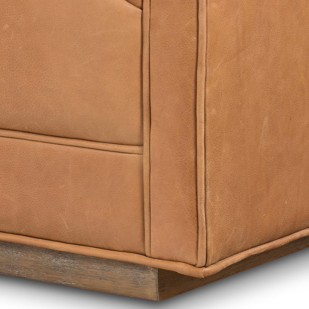 Celeste Rustic Lodge Palermo Cognac Leather Wood Base Tufted Seat Sofa - 90"W|