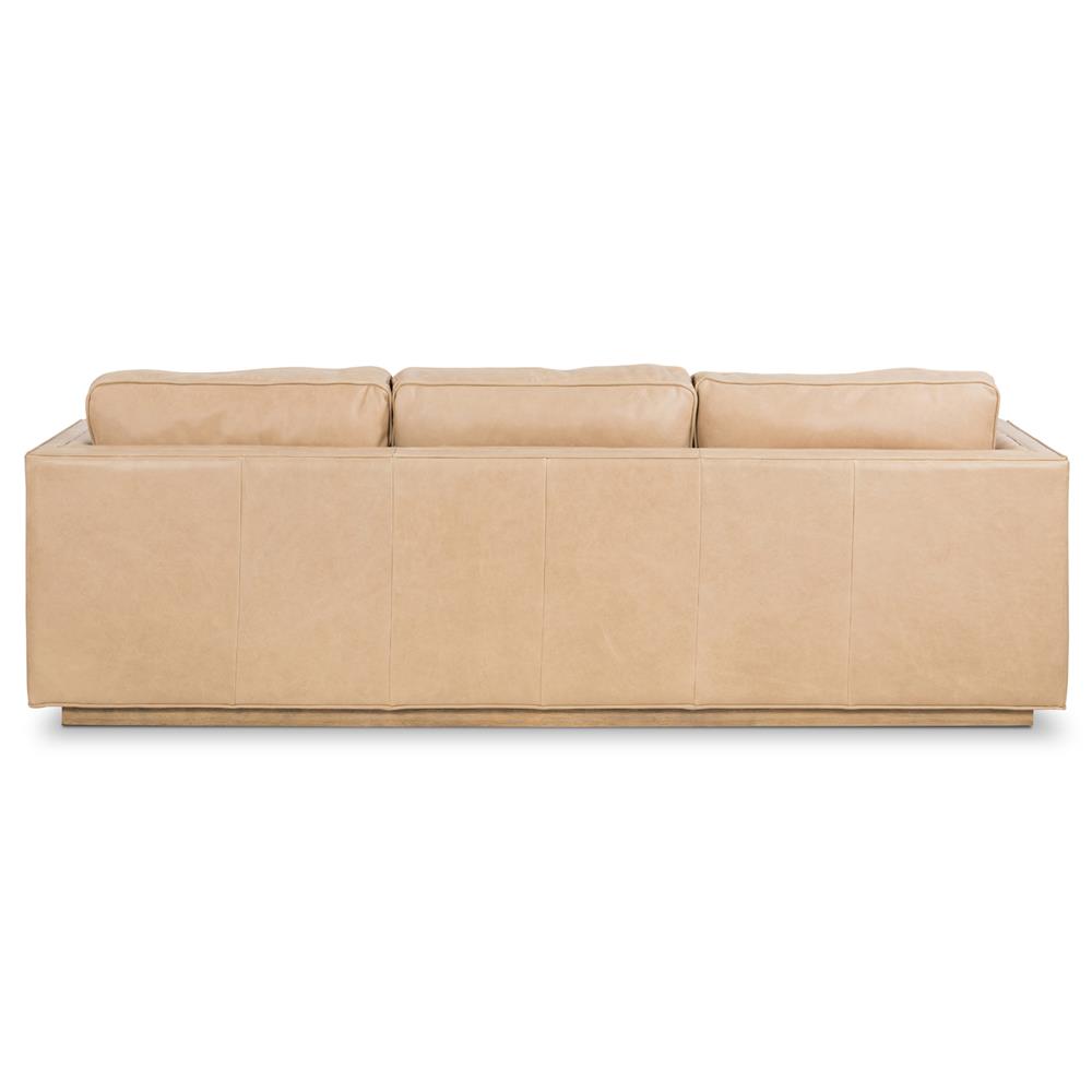 Celeste Rustic Lodge Beige Upholstered Leather Brown Wood Tufted Seat Sofa - 90"W|