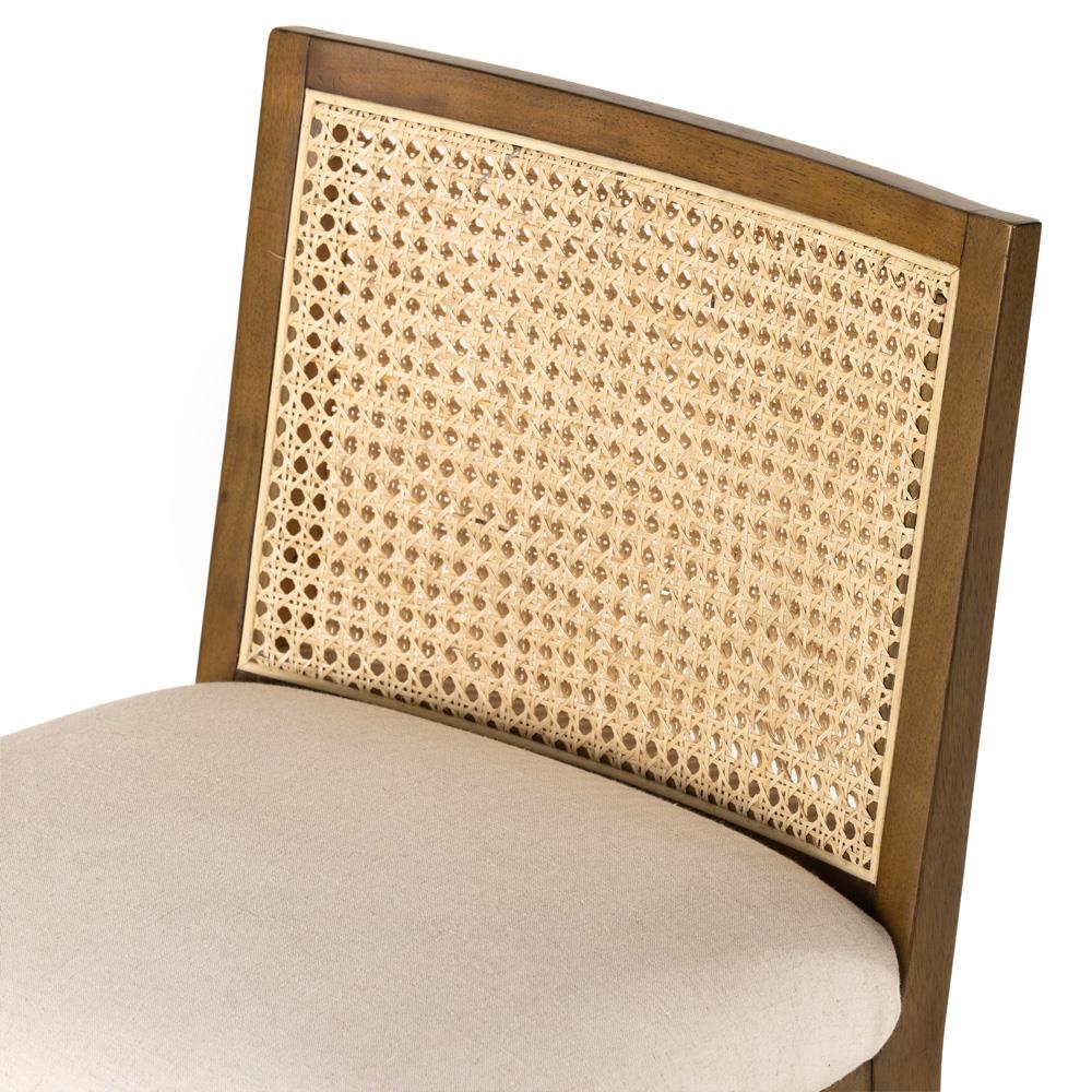 Annette Coastal Beige Performance Natural Woven Cane Wood Frame Counter Stool|