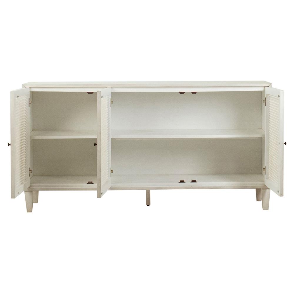 Gabriel Coastal Beach White Acacia Wood Woven Rattan Sideboard - 66"|