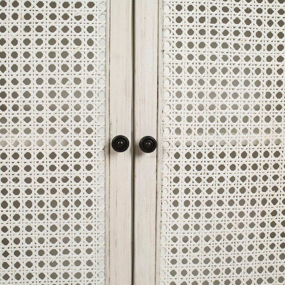 Gabriel Coastal Beach White Acacia Wood Woven Rattan Sideboard - 66"|