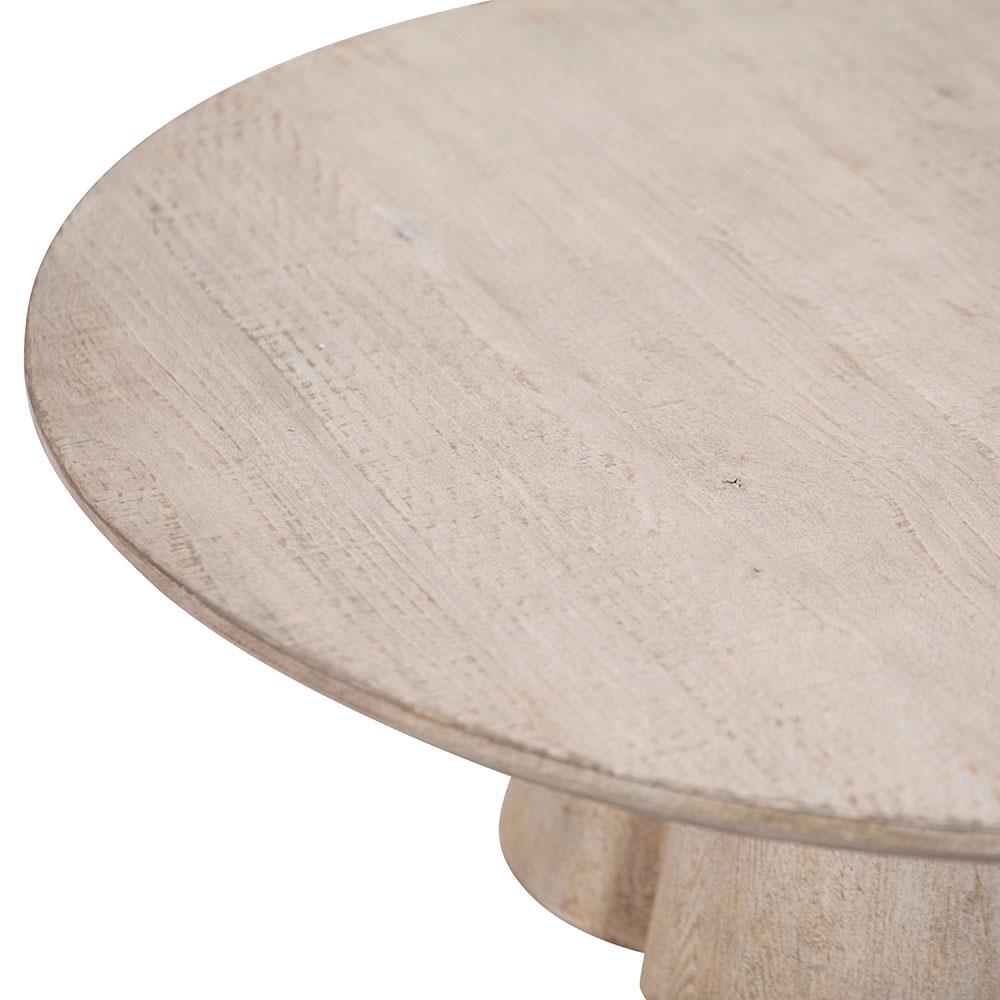 Wilmar Coastal Beach Light Brown Reclaimed Pine Round Coffee Table|