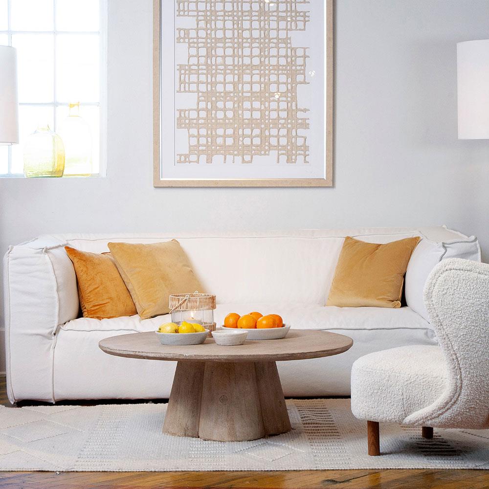 Wilmar Coastal Beach Light Brown Reclaimed Pine Round Coffee Table|