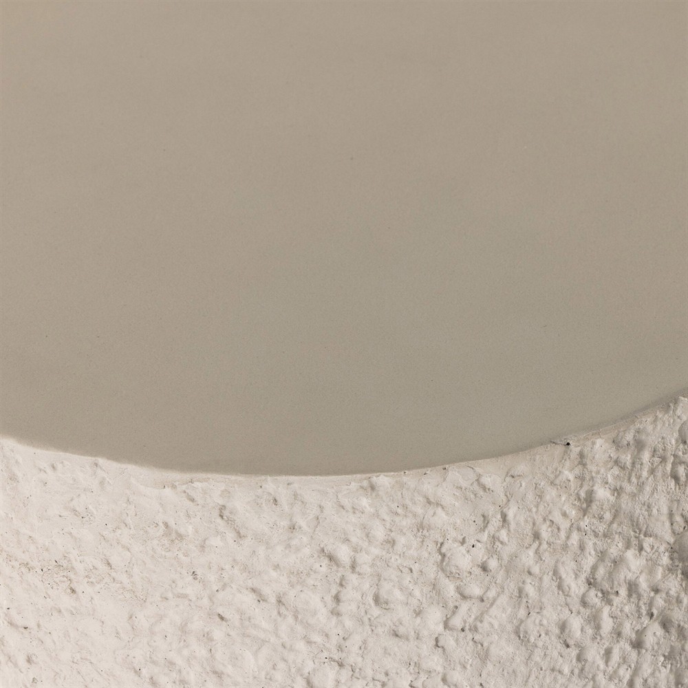 Kingston Industrial Loft White Textured Concrete Round Drum Outdoor End Table|