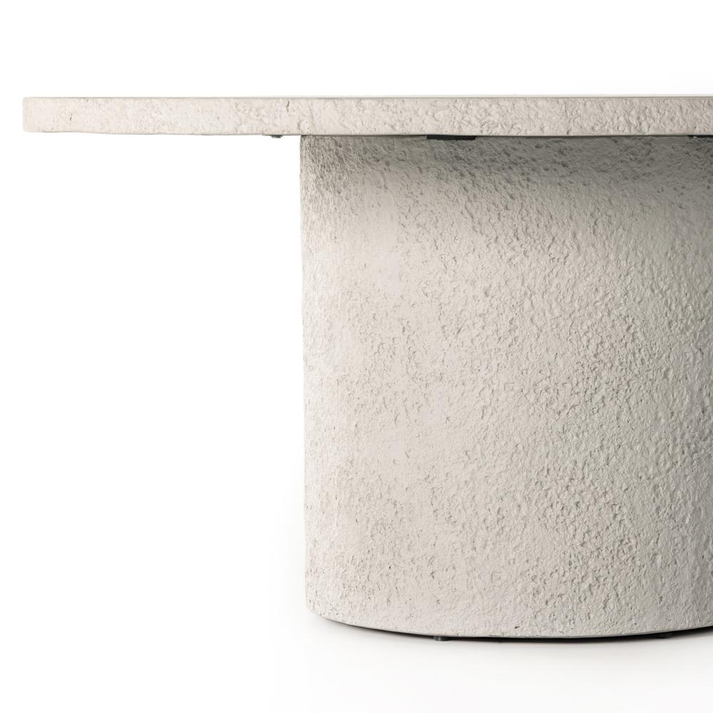 Lucienne Industrial Loft White Concrete Round Outdoor Dining Table - 60"W|