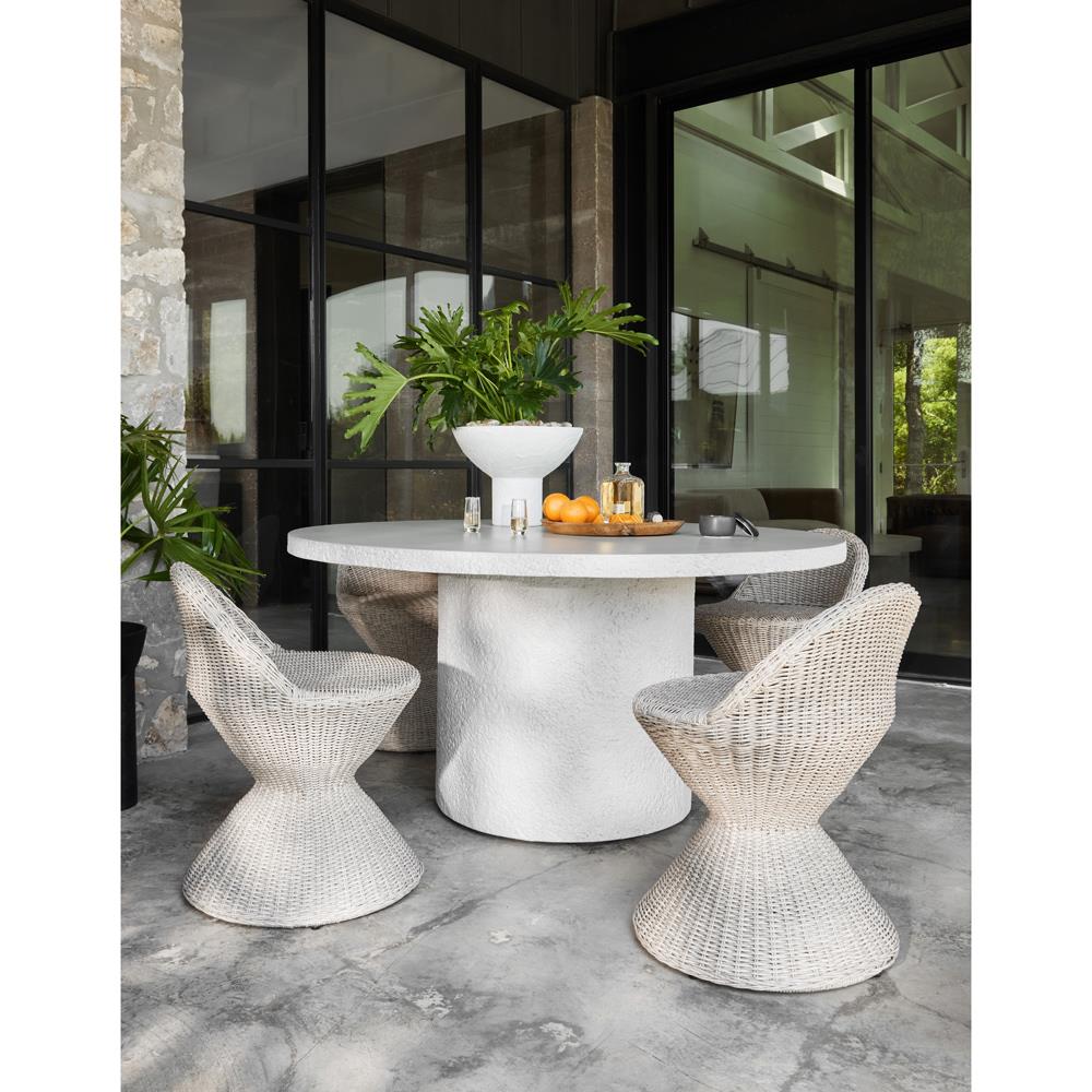 Lucienne Industrial Loft White Concrete Round Outdoor Dining Table - 60"W|