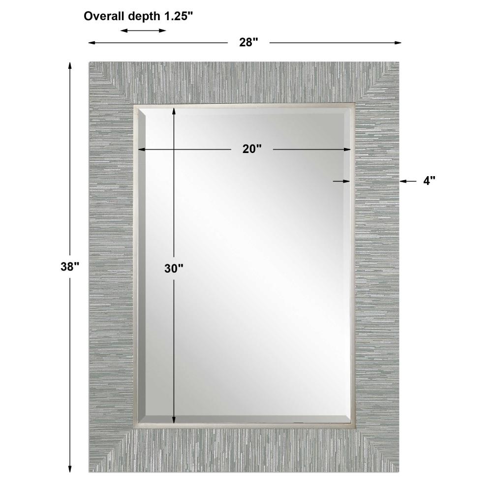 Landen Modern Classic Silver Stripe Beveled Wall Mirror|