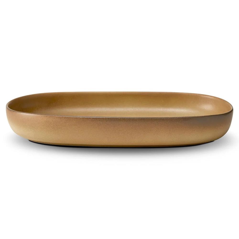 L'Objet Terra Modern Classic Brown Porcelain Oval Serving Platter - Small|