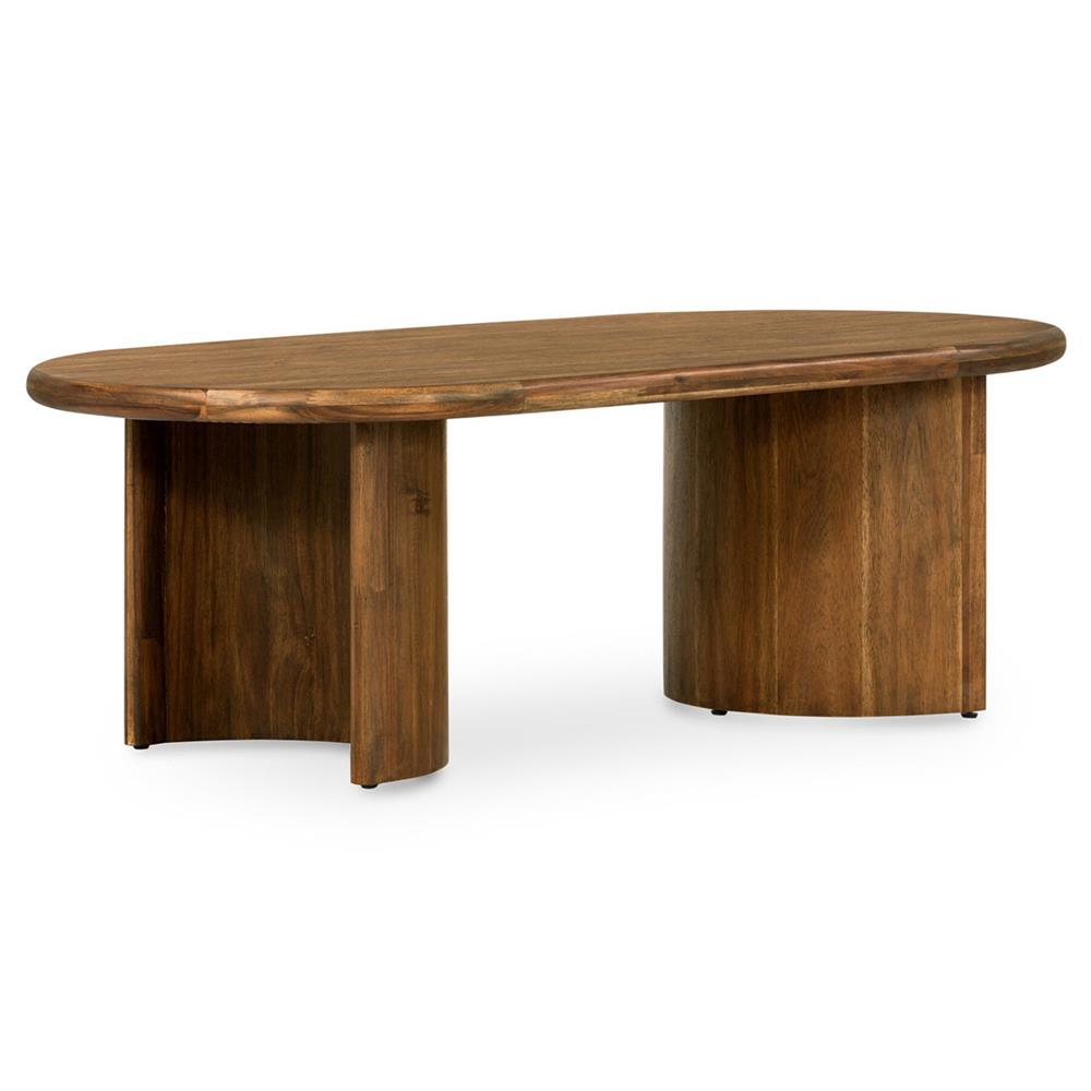 Paris Rustic Lodge Brown Acacia Wood Crescent Base Oval Coffee Table ...