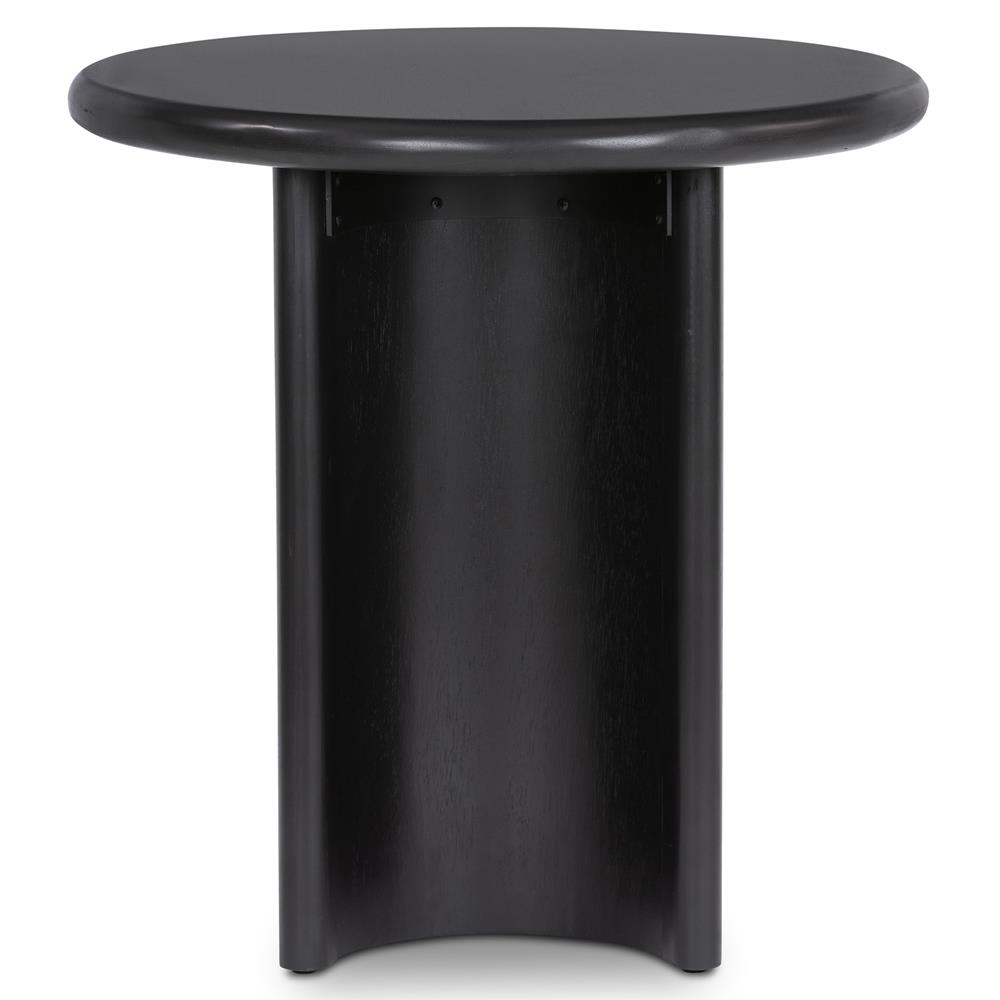 Paris Rustic Lodge Black Acacia Wood Crescent Base Round Side End Table|