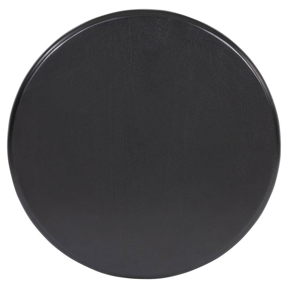 Paris Rustic Lodge Black Acacia Wood Crescent Base Round Side End Table|