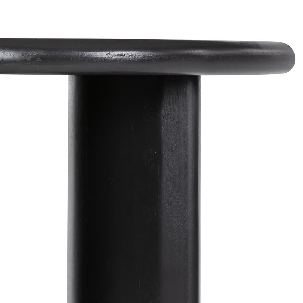 Paris Rustic Lodge Black Acacia Wood Crescent Base Round Side End Table|