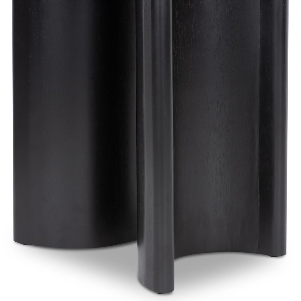 Paris Rustic Lodge Black Acacia Wood Crescent Base Round Side End Table|