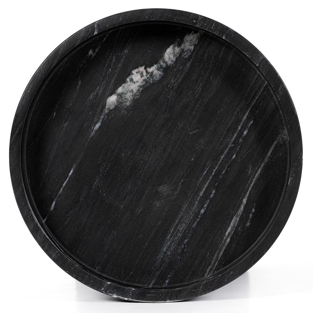 Keith Rustic Lodge Black and White Solid Marble Decorative Bowls - Set of 2|