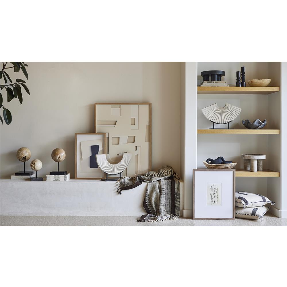 Keith Rustic Lodge Black and White Solid Marble Decorative Bowls - Set of 2|