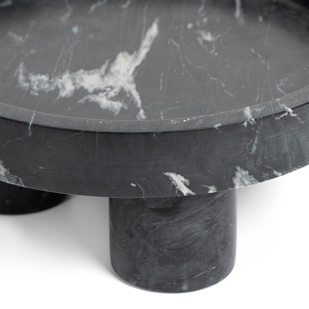 Keith Rustic Lodge Black and White Solid Marble Decorative Bowls - Set of 2|