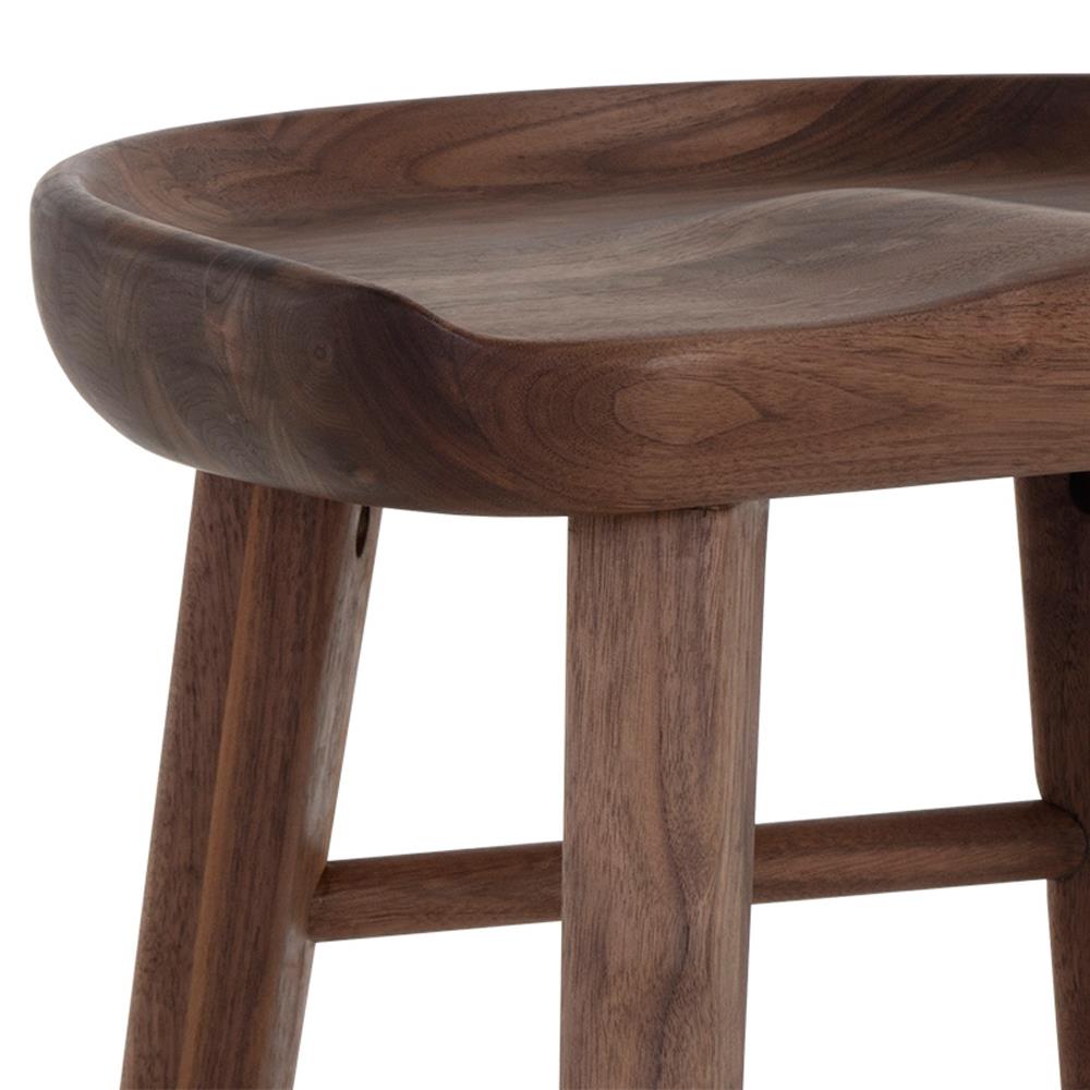 Anri Rustic Lodge Brown Walnut Wood Counter Stool | Kathy Kuo Home